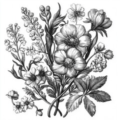 black and white flowers