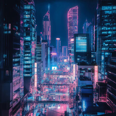 city skyline at night