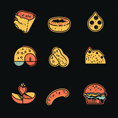 fast food icons set