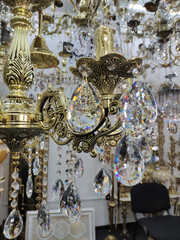 Close-up of a crystal chandelier