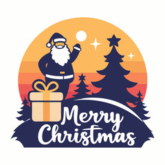 Merry Christmas with Santa Claus T-Shirt Design Illustration
