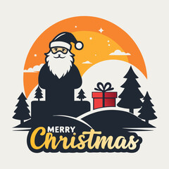 Merry Christmas with Santa Claus T-Shirt Design Illustration