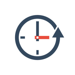 clock symbol with back round arrow, vector icon