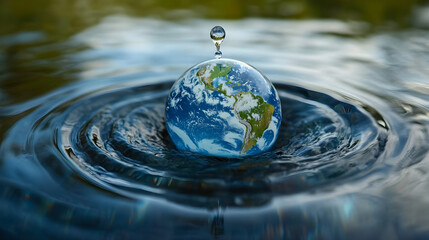 A conceptual image of a globe surrounded by rippling water capturing the essence of our planet's fragility and beauty