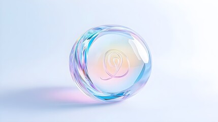 Abstract Glass Sphere with Pastel Colors and Swirl