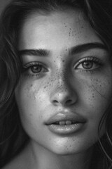 Fototapeta premium Black and White Portrait of a Beautiful Women Skincare Model