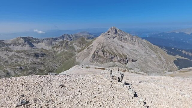 Beautiful panorama from the summit of Pizzo Intermesoli during summer day of september, Abruzzo region, Italy