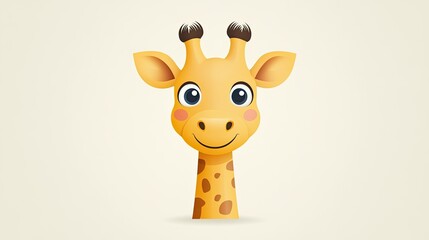 A playful giraffe head icon with large eyes and a friendly smile, perfect for children's designs.