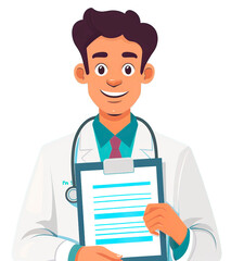 Fototapeta premium Illustration of a doctor with a diagnosis, doctor holding clipboard
