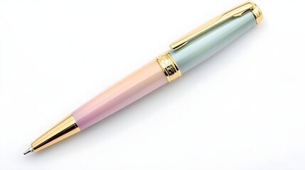 Naklejka premium Elegant Pink and Gold Pen on White Background