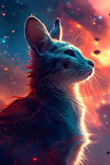 Face cute cat. The artist used brushstrokes in the style of impressionism. The painting is executed in oil on canvas with elements of pastel painting.
