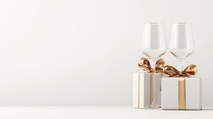 Customengraved glassware set in gift packaging, celebratory theme, 3D illustration