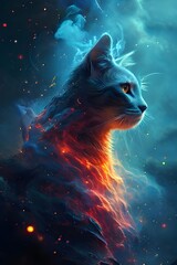Face cute cat. The artist used brushstrokes in the style of impressionism. The painting is executed in oil on canvas with elements of pastel painting.
