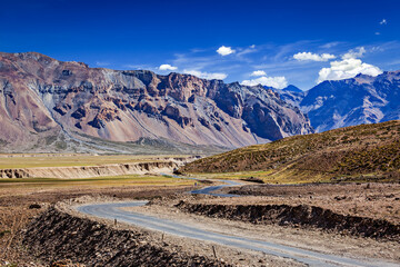 Manali-Leh road to Ladakh in Indian Himalayas near Baralacha-La pass. Himachal Pradesh, India