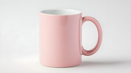 Pink Ceramic Mug on White Background