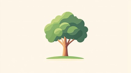 Icon of a single tree with rounded, full leaves, set against a minimalistic background for outdoor branding.