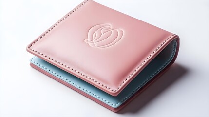 Pink Leather Wallet with Embossed Design