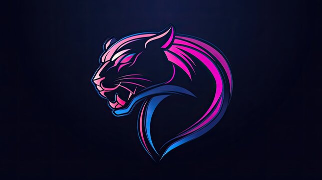 recommend clip art: Panther logo with fluid curves and sharp edges, perfect for sports teams or fashion brands.