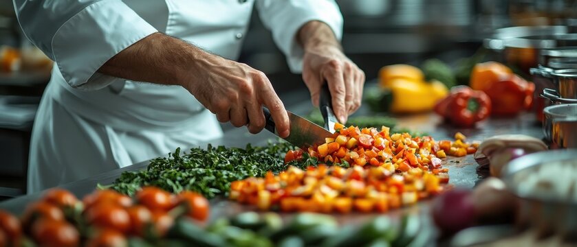 Culinary Teamwork: Dedicated Chefs Prepare Fresh Ingredients