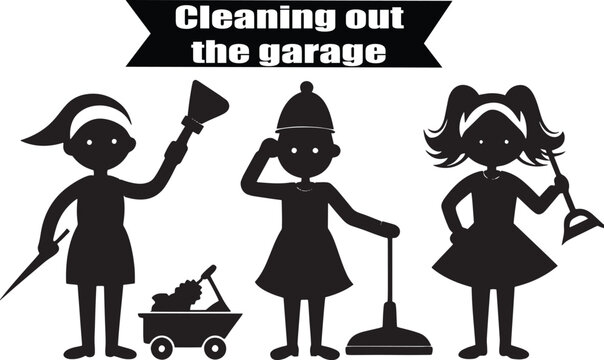 Cleaning out the Garge Outline Silhouette Graphics Collection