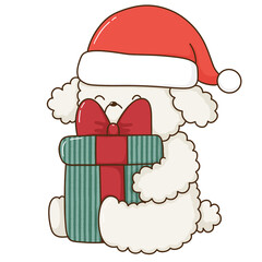 santa claus with gift box