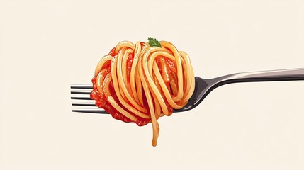 Spaghetti with tomato sauce icon, showing noodles on a fork in a clean, minimal style.
