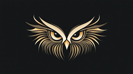 Obraz premium Stylish owl logo, designed with sharp eyes and sleek feathers, representing wisdom and mystery.