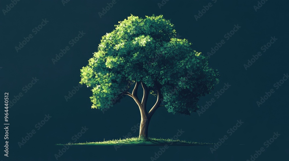 Fototapete Tree icon with multiple layers of foliage and a sturdy trunk, representing stability and life.