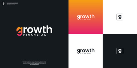 Minimal financial growth logo design template