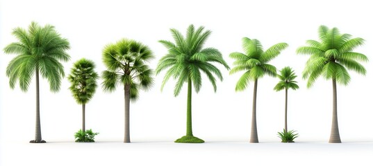 Lush Tropical Palm Tree Collection isolated on a white background