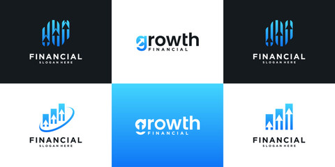 Set of arrow financial growth logo design inspiration.