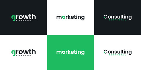 Set of minimalist arrow financial growth logo design inspiration