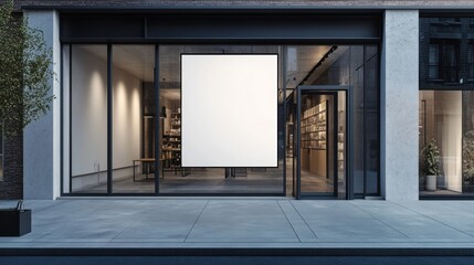 Modern Store Front with Blank Sign