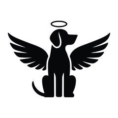 Angel dog with wings silhouette