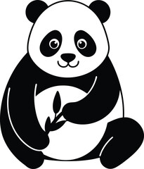 Charming Panda Munching Bamboo Vector Image
