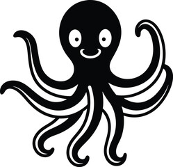 Playful Octopus with Waving Tentacle Vector Image
