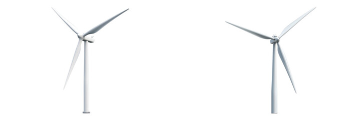 Obraz premium Two wind turbines generating renewable energy on a clear day