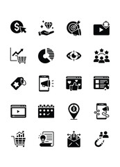 set of marketing icons, digital marketing, business, 