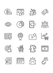 set of marketing icons, digital marketing, business, 