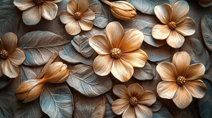 Intricate Brown Floral Pattern on Soft Velvet Background.
