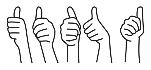 thumbs up line art, black icon