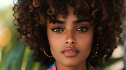 Fototapeta premium The Street Young Woman With Light Black Skin