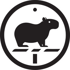 CAPYBARA IN TRAFFIC SIGN FOR GRAPHIC DESIGN AND VECTORS, VECTORIZED IMAGE FOR DIGITAL CONTENT CREATION OF TRAFFIC SIGNS WITH CAPYBARA