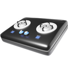 Realistic 3D Stove with Burners and Controls - Kitchen Cooking Appliance Clipart