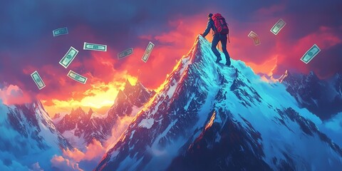 Obraz premium Reaching the Peak of Success.