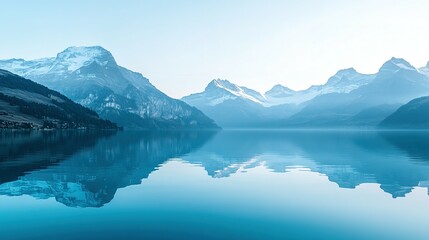 Mountain Range Reflected in Calm Lake Water