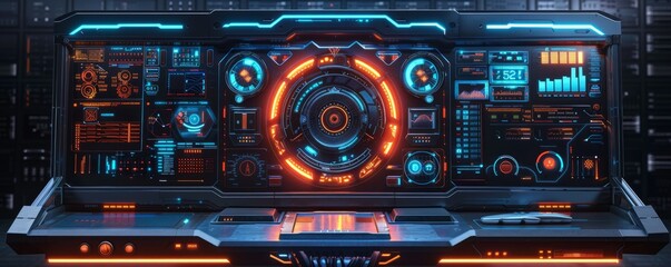 Obraz premium Create a podium mockup with a high-tech interface.