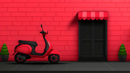 Online Delivery Service Scooter. Shopping Website