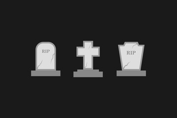 Fototapeta premium tombstone or cemetery halloween icon set vector