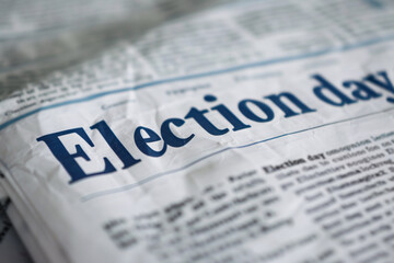Newspaper with headline 'Election day'